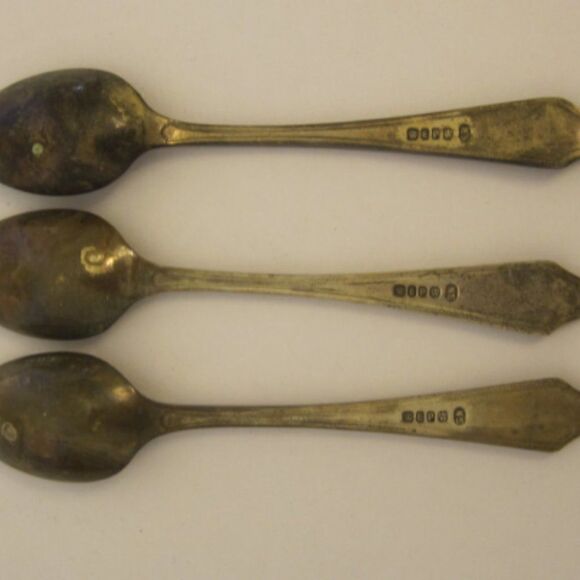 Vintage Silverplate Flatware EP NS Tee Spoon 4.5" Lot of 3 - Picture 2 of 4